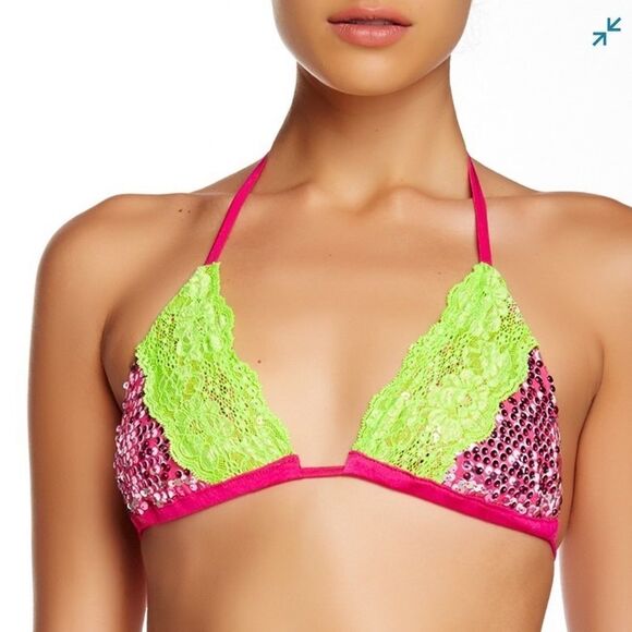 Beach Bunny All Bright With Me Bikini Top nwt - Picture 2 of 7
